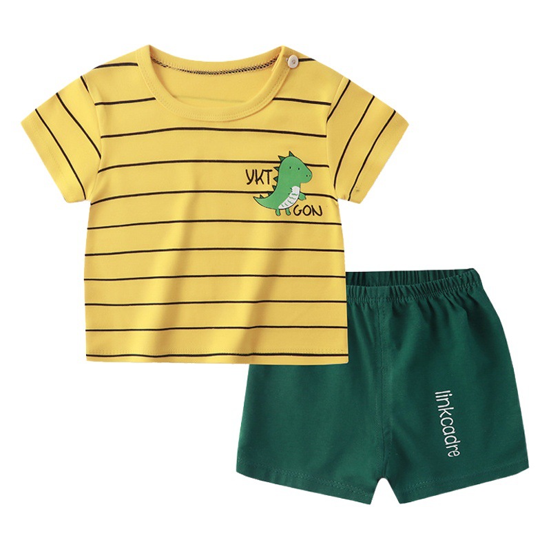 Traje de manga corta para niños Camiseta de verano para niñas de algodón puro para niños de dos piezas de ropa para bebés Ropa para niños coreanos Nuevo estilo