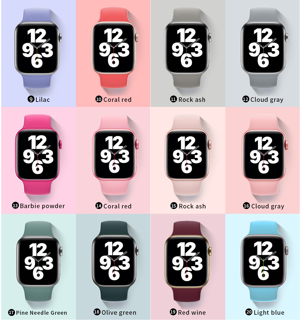 35g Weight Smart watch strap Classification Silica Gel Material Solid Color Pattern Casual Style Casual Solid Color Smart Watch Strap 2