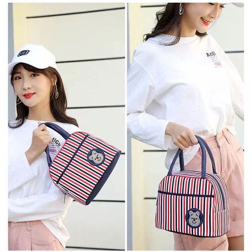 New canvas handbag lunch bag small fresh student lunch box bag mother and baby mommy bag work bag printed LOGO