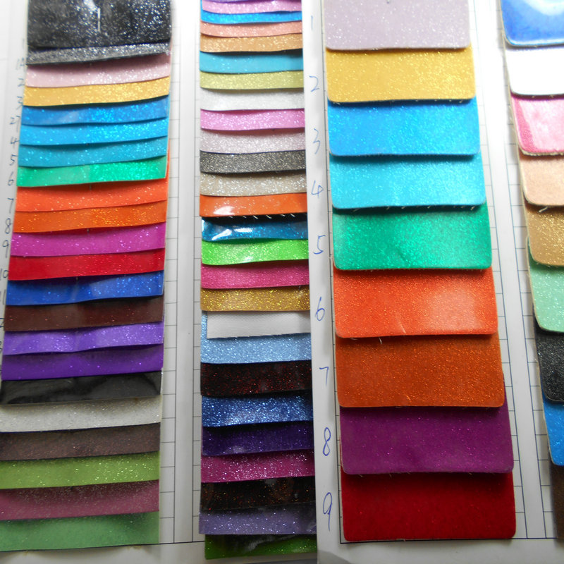 荧光PU金属贴膜 金葱闪光光胶PVC淋膜亮面珠光光胶人造革装饰皮革