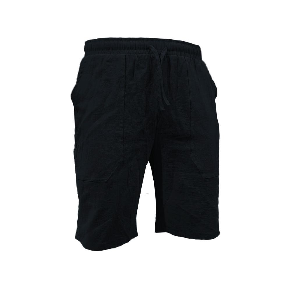 Pantalones cortos de algodón y lino de verano para hombres con cordón elástico en la cintura pierna recta color sólido transpirable diario Playa pantalones casuales de cinco puntos