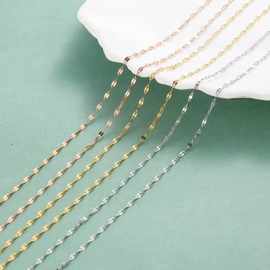 钛钢链条 裸链不掉色嘴唇链 O字链 100条一捆 尾牌不锈钢英文