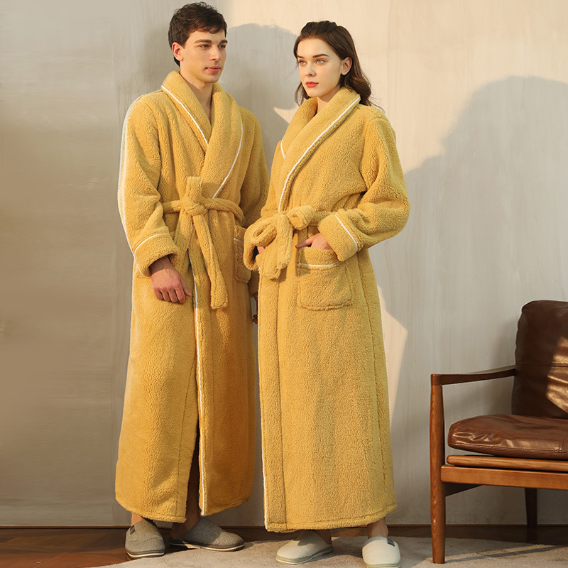 2024 Autumn and Winter Thickened Warm Large Size Nightgown Beauty Salon Health Center Long Over-The-Knee Luxurious Noble Winter Bathrobe