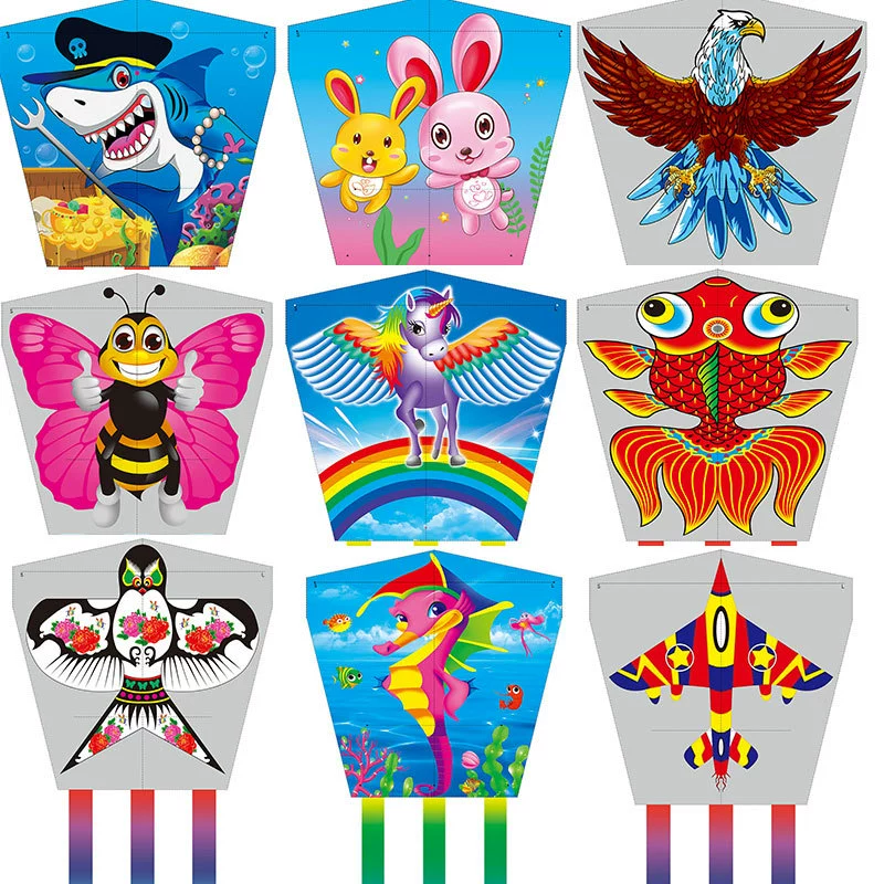 Cartoon handheld plastic kite for fishing, new collection, wholesale