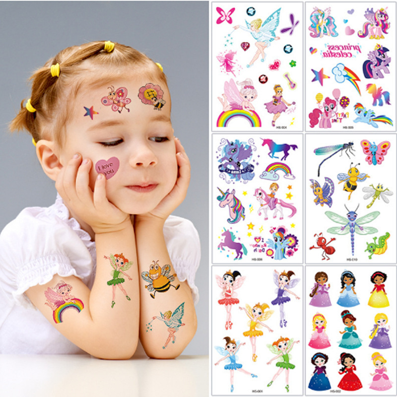 2022 New Children's Cartoon Colorful Glitter Pink Tattoo Event Gift Holiday Party Party Temporary Sticker