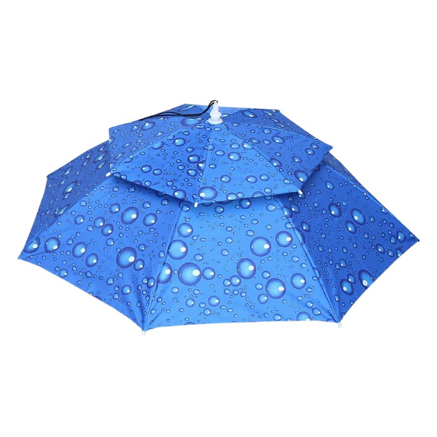 Paraguas Sombrero al por mayor lluvia y lluvia de doble uso al aire libre pesca paraguas sombrero de sol té recogiendo sombrero Cubo paraguas plegable publicidad grande desgaste de la cabeza