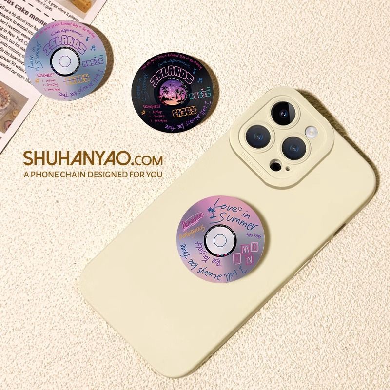 Ins disco de música redondo creativo para el soporte de airbag de teléfono móvil pegado 360 rotación retráctil perezoso perseguir el drama de escritorio