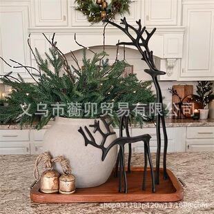 Set of 2 Black Reindeer Statues�Ͻ��}�QС�����ɫ�Z¹����