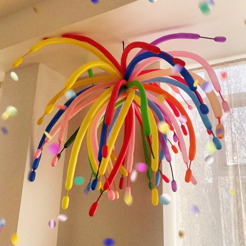 Colorful Long Fireworks Balloon Decoration Dopamine Birthday Graduation Classroom Scene Layout Atmosphere Props