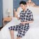 Short-Sleeved Nightgown, Men's Pajamas, Spring and Autum Bathrobes, 100% Cotton, Spring and Autum Mid-Length Cotton Summer Home Clothes