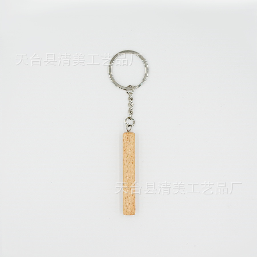 Cuboide de madera colgante de madera artesanía de madera cadena de plata/bronce llavero cuboide