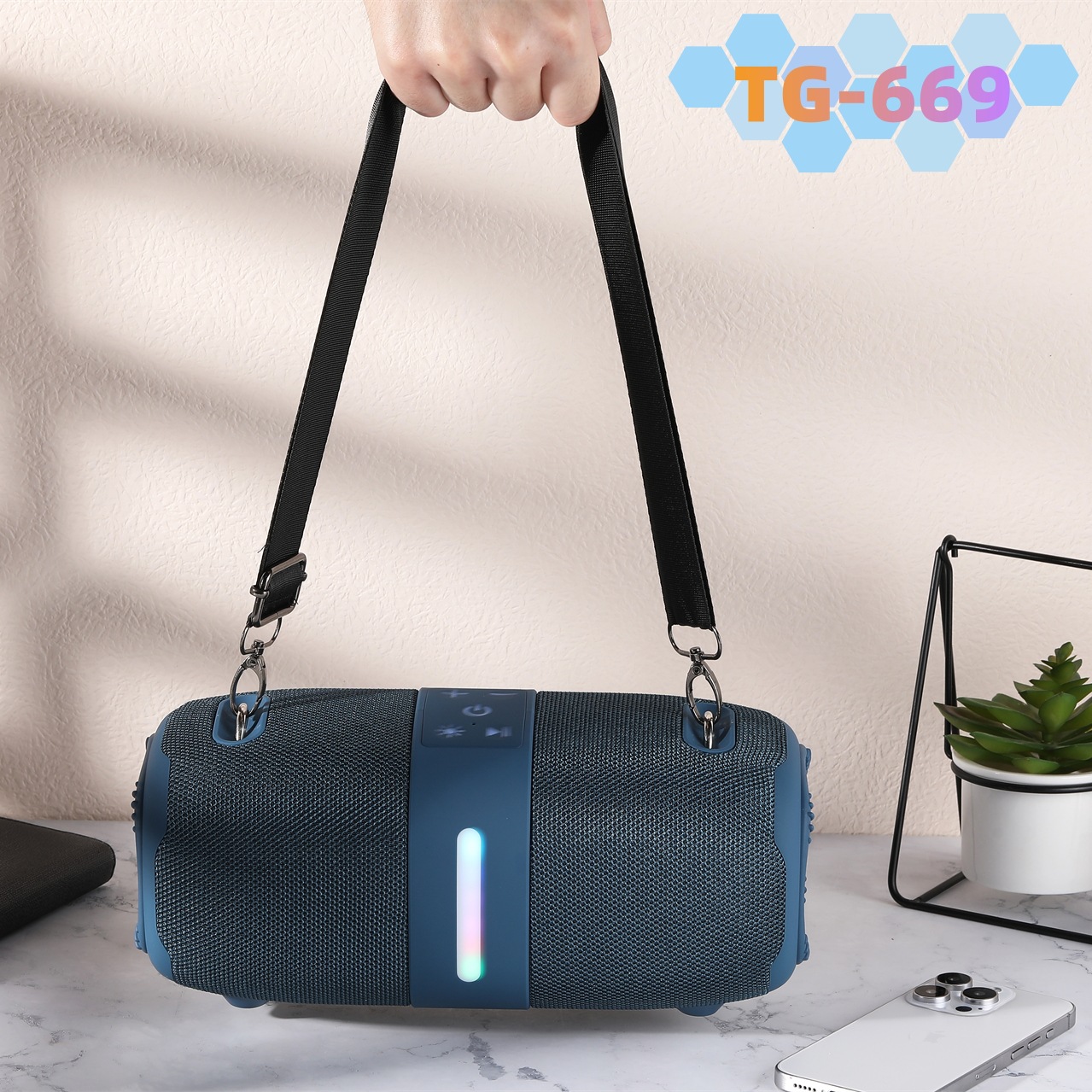 국경 높은 볼륨 TG669 블루투스 스피커 야외 휴대용 카드 U 디스크 라디오 서브 우퍼 스트랩 오디오