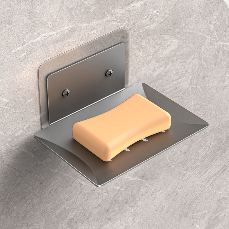 太空铝免打孔枪灰色肥皂盒 厂家直销免钉铝材肥皂碟 可批发|ru