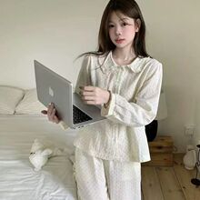 睡衣女韩版i云朵棉长袖长裤公主风开衫娃娃领家居服春秋睡衣套装