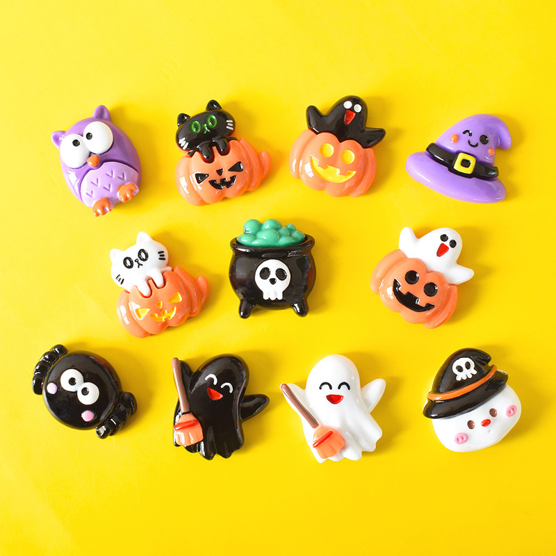Glossy Cartoon Halloween Series Ghost Pumpkin Cat Resin Accessories diy Hair Accessories Cream Gel Phone Case Glossy Cartoon Halloween Series Ghost Pumpkin Cat Resin Accessories diy Hair Accessories Cream Gel Phone Case