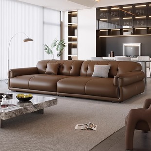 Italian Light Luxury High-end Household First Layer Cowhide Sofa Living Room Small Apartment Simple Modern Straight Three-seat Sofa