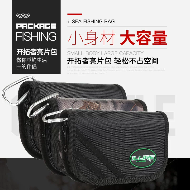 爱路亚 Fishing gear bag, multi-layer canvas storage bag, small accessories package, iron plate lead fish, sequin lead head hook, soft bait