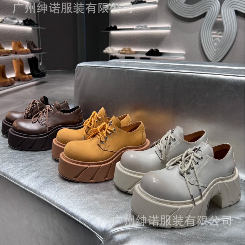 SK幻影手工擦色皮质高跟德比鞋S0008DKH/WH/YGH增高厚底鞋 女鞋|undefined