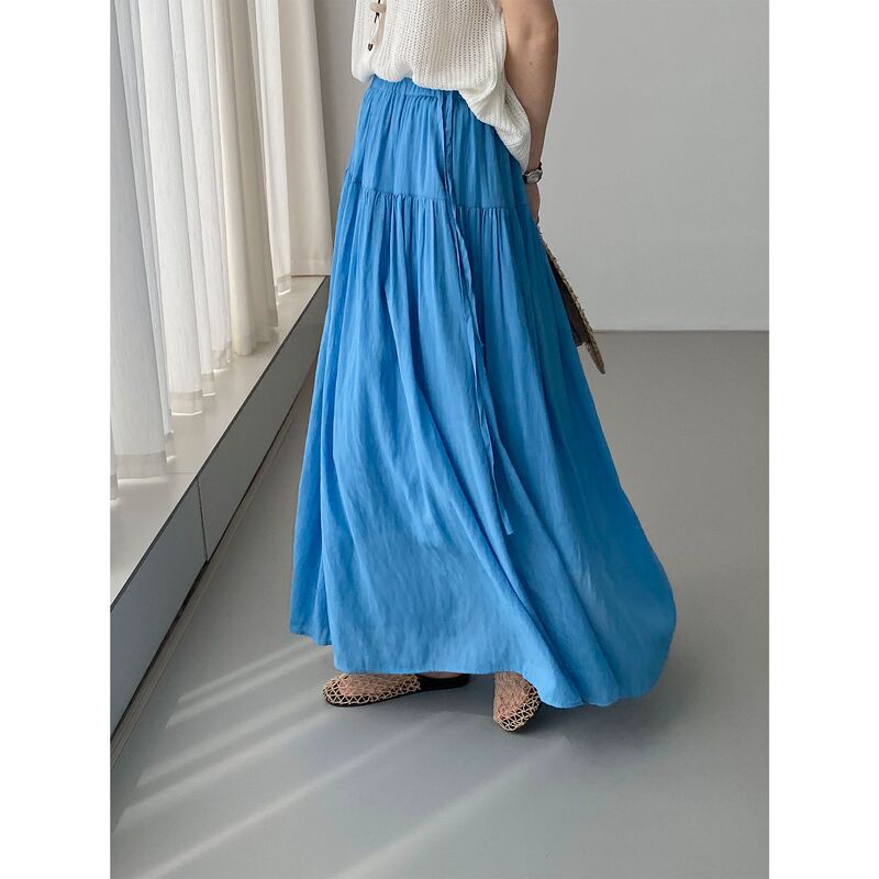 Ethereal Whisper~ Korean-Style Pleated Waistband Tie Fairy Umbrella Skirt for Women, Elegant and Graceful Half-Skirt 2707 Ethereal Whisper~ Korean-Style Pleated Waistband Tie Fairy Umbrella Skirt for Women, Elegant and Graceful Half-Skirt 2707