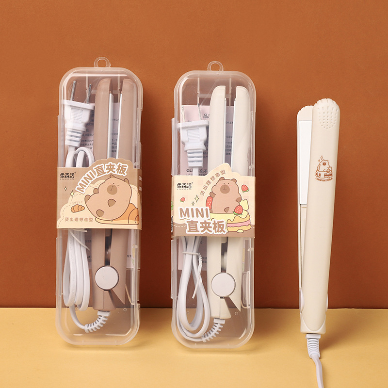 Mini Hair Straightener for Bangs and Curls, Fluffy Mini Straightening Iron for Students, Cartoon Design, Gentle on Hair