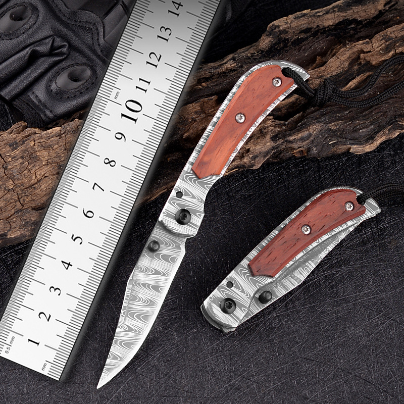 厂家直营刀具防身野营小刀折刀随身波浪纹折叠刀锋利户外生存刀
