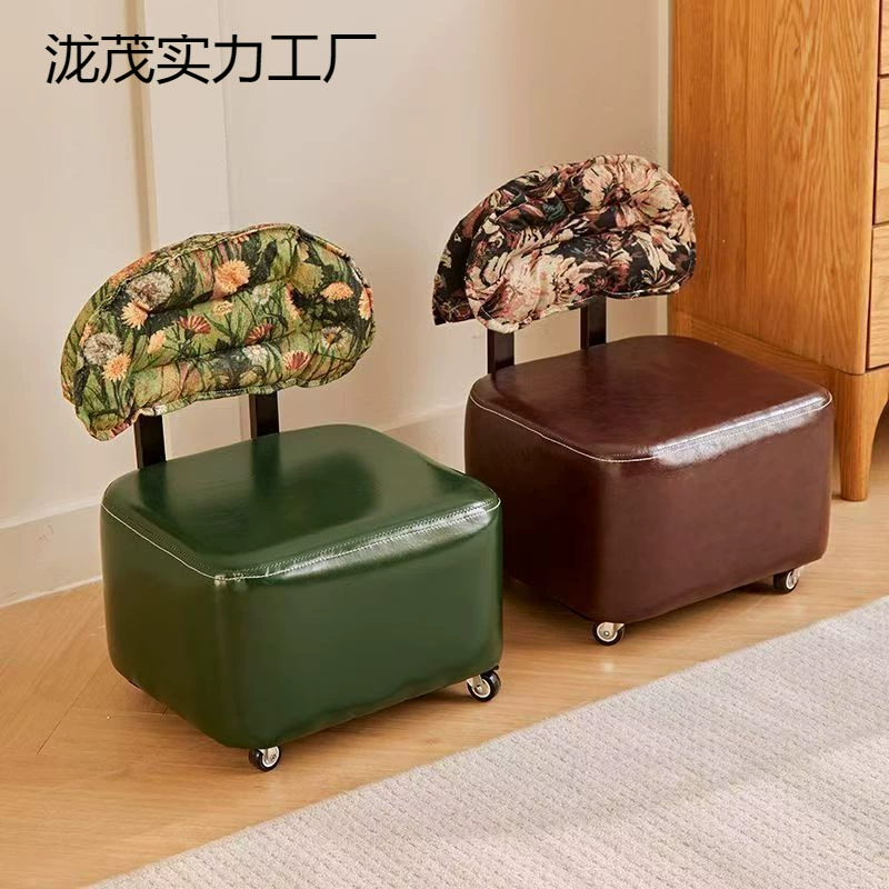 Винтажный вращающийся диван из массива дерева для гостиной с жаккардовым стулом, поворотным табуретом, низким табуретом со спинкой.