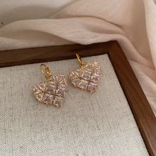 日韩简约锆石爱心耳扣 时尚气质百搭耳环 轻奢高级感耳饰女款