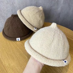 儿童针织帽ins风秋冬季毛线帽子男女童宝宝简约百搭套头瓜皮冷帽