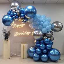 跨境金属银马卡蓝气球花环套装男孩生日婚礼开业婴儿洗礼派对装饰