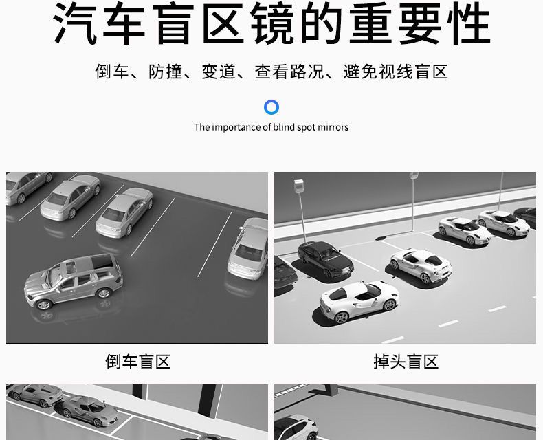 Car rearview mirror blind spot auxiliary 360-degree small round mirror with high-definition wide angle