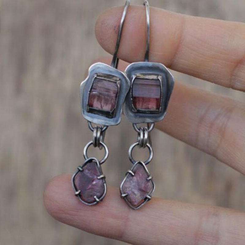 Retro Ethnic Style Geometric Alloy Inlay Artificial Crystal Women's Drop Earrings display picture 3