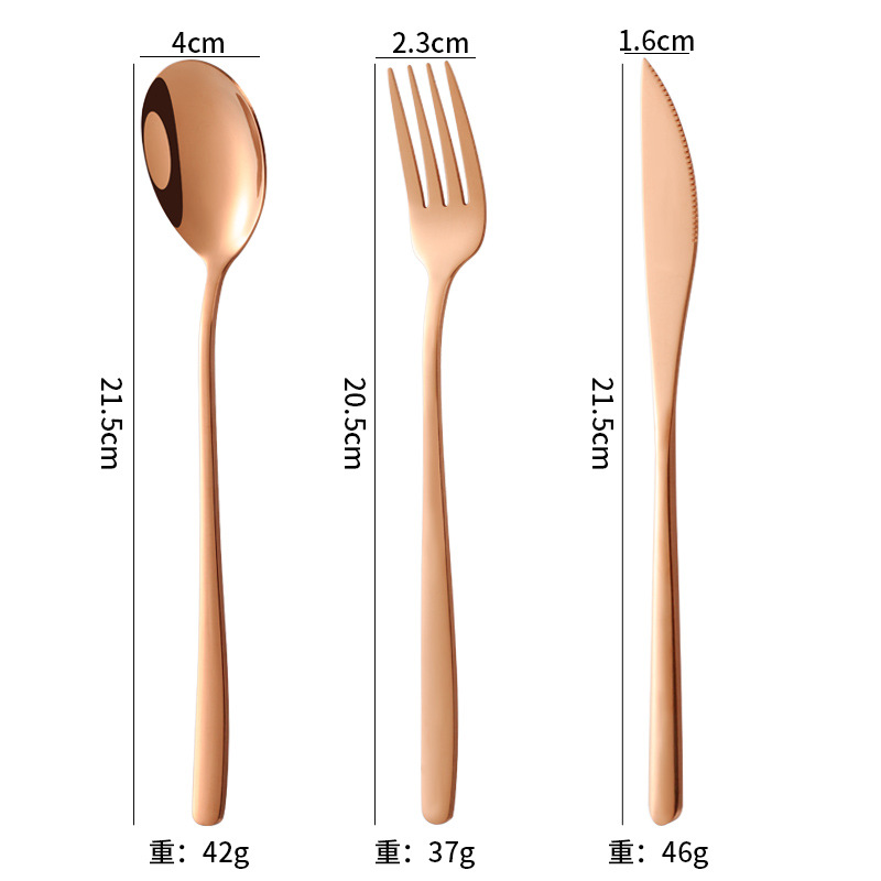 Cuchillo de acero inoxidable, tenedor y cuchara de postre coreano café mango largo revolviendo cuchara hogar comiendo cuchara vajilla de acero inoxidable