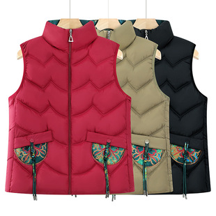 Mom Vest 2024 New Women's Autumn and Winter Vest for Middle-aged and Elderly People Thickened Warm Down Cotton-padded Jacket