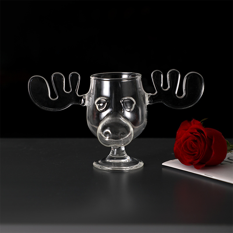Alces lindos vidrio copa de vino alce vidrio de borosilicato taza de yogur taza de jugo de Navidad ELK vidrio