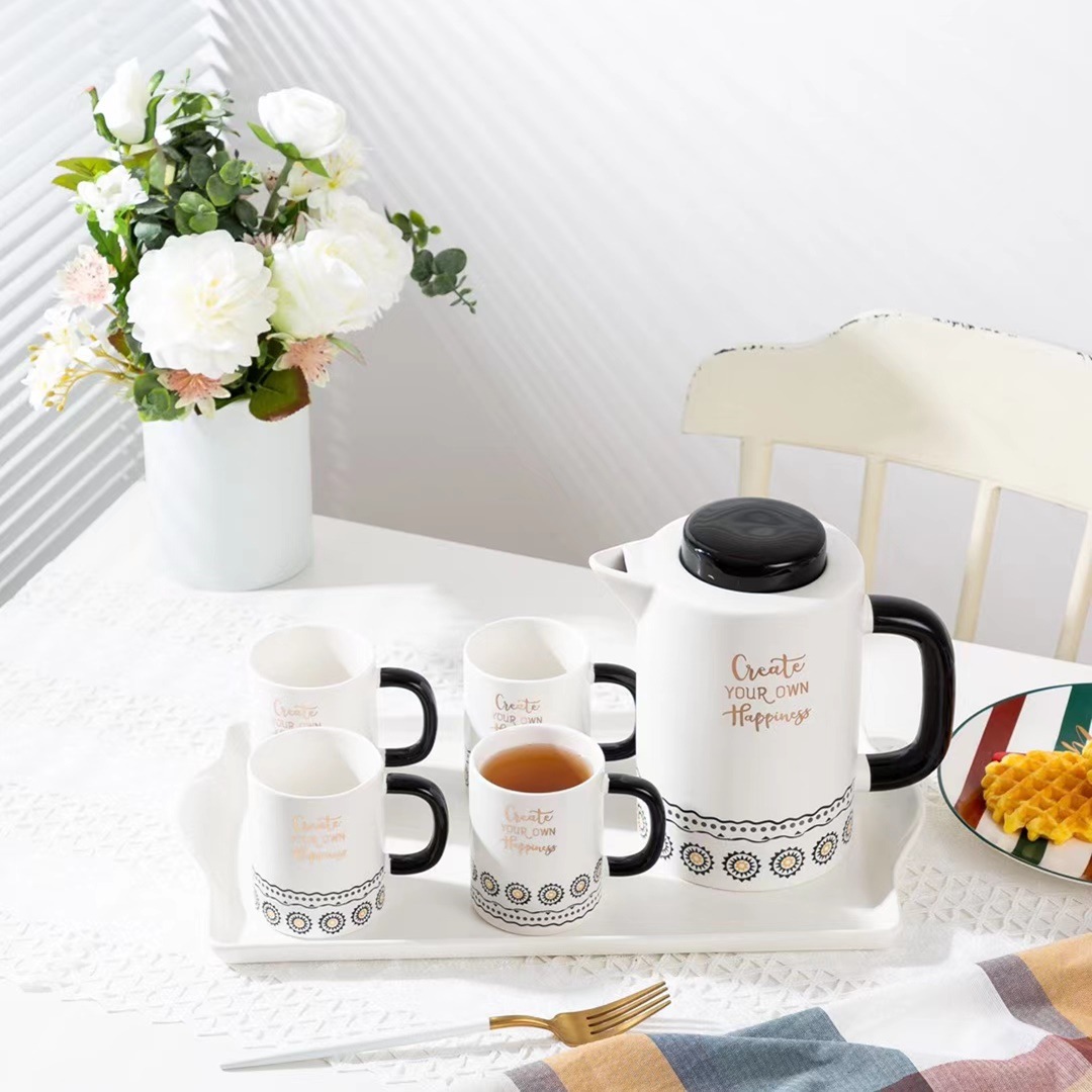 Juego de agua de estilo nórdico traje hogar sala de estar agua potable hervidor familiar taza de té de cerámica iins internet celebridad regalo taza conjunto
