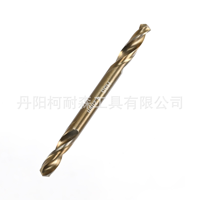 Double-head cobalt-containing stainless steel twist drill full-grinding hand electric drill high-speed steel double-head twist drill metal hole drill