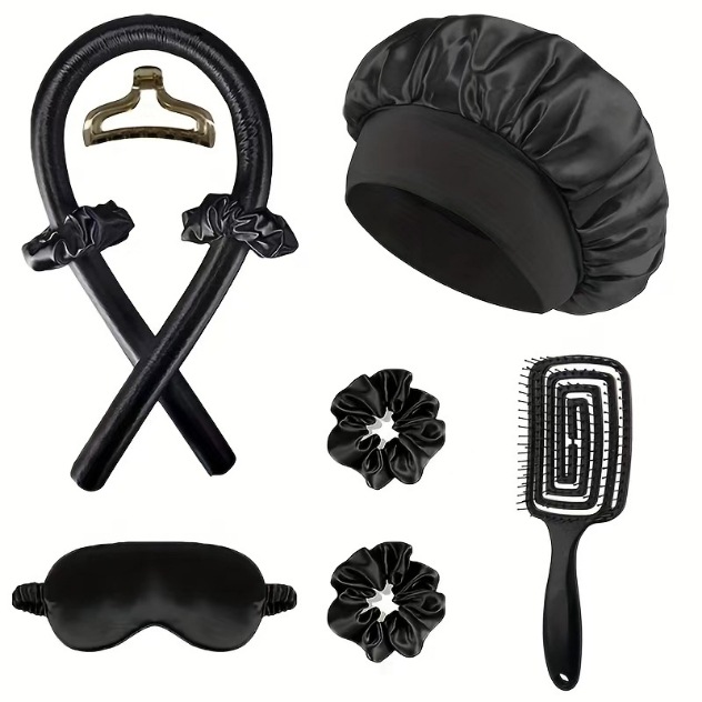 Comercio exterior transfronterizo sin rizador de calor, traje de venta caliente de Amazon, gorras para los ojos, gorros de ducha, sin calor, sin daño, almohada con cremallera individual