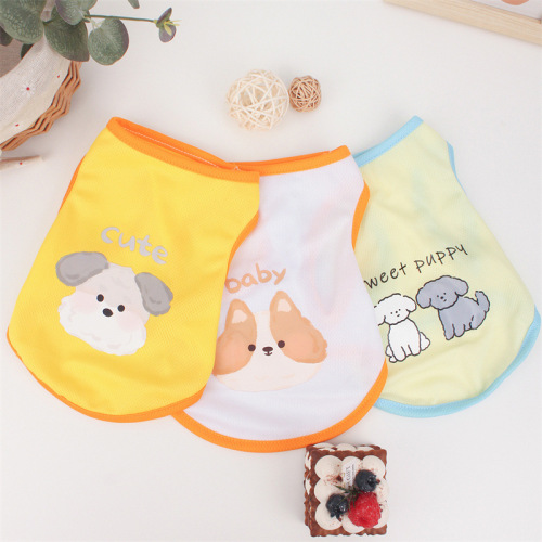 Summer Dog Clothes Thin Breathable Cartoon Backless Vest for Teddy and Bichon Small Dogs Lightweight Short Style Cat Two-Paw Suit