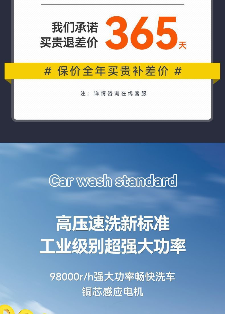 Boodain High-Pressure Car Washing Machine 220V High-Power Cleaning Machine for Household Floor Cleaning, Commercial and Industrial Cleaning
