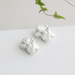 s999足銀金錢元寶貔貅寶寶隔珠DIY手工串珠手鍊項鍊3D硬銀配件