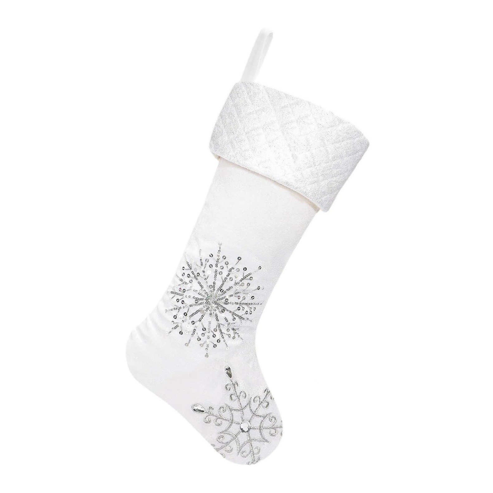 Navidad transfronteriza de cuero blanco calcetines de Navidad plateados sequillas calcetines de Navidad colgante decoración del hogar navideño