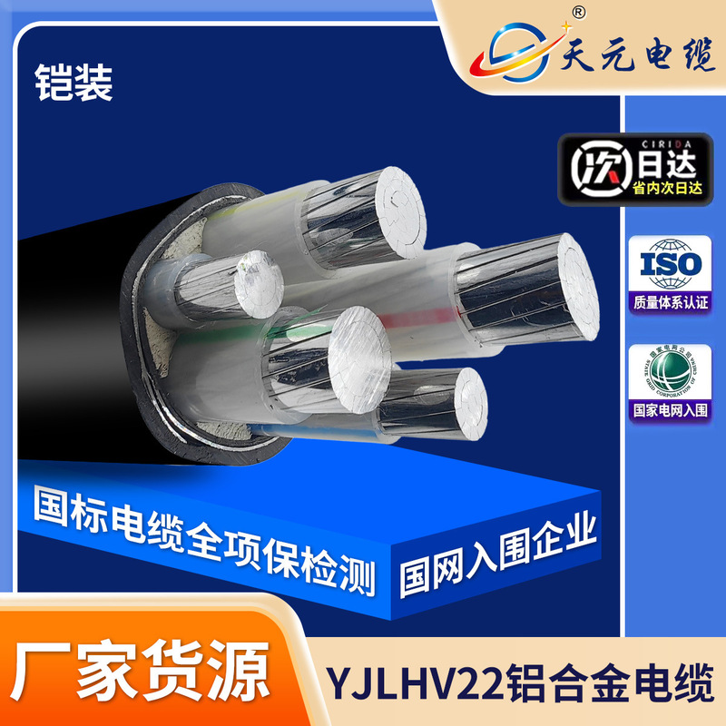 Factory Direct Sales Yjlhv22 Engineering Power Cable Flame Retardant Armored Photovoltaic Cable Multi-Core Aluminum Alloy Cable
