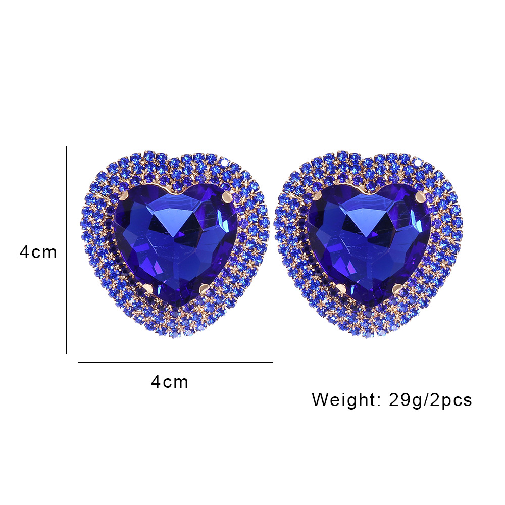 fashion heart-shaped alloy diamond earrings