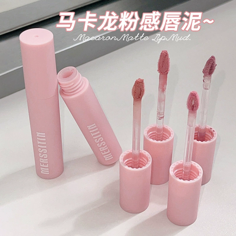 Матовая помада Lip Mud (Merssitin) Macaron Pink, 2 г — бархатистое покрытие, стойкая