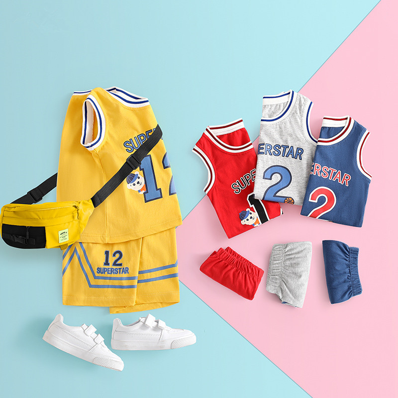 baby motion suit summer Children children Summer wear Thin section Boy vest suit gules baby Basketball clothes