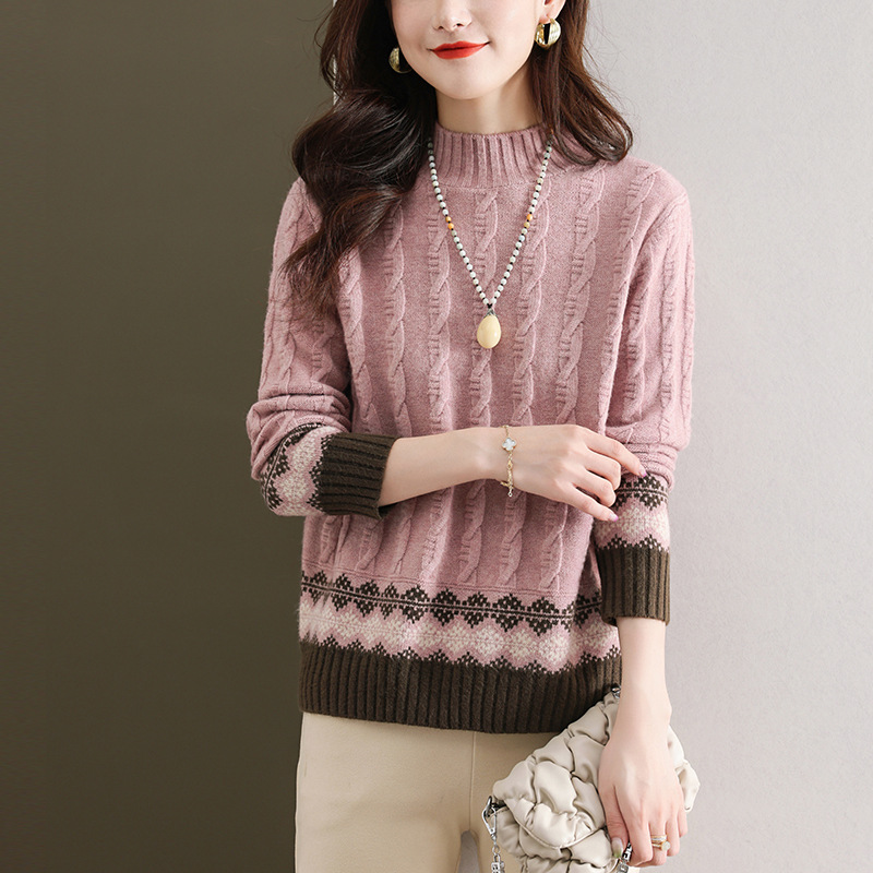 Short retro fashionable base body-friendly demi-season knitted…