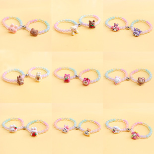 New Japanese and Korean cartoon children's hand beaded bracelet ins cute girl pendant couple magnet bracelet ins wholesale