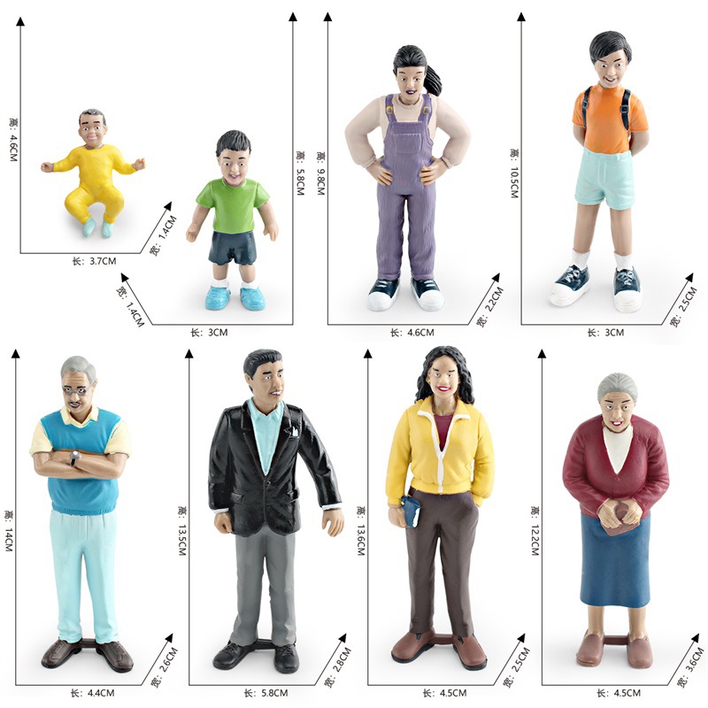 Simulación familia española figura modelo abuelo abuela Mamá y Papá niños y niñas mesa de arena muñeca decoración juguete