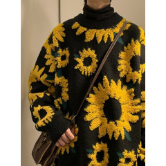 秋冬の厚手のセーターの男性の韓国版のファッションのゆったりしている花のニットの冬のinsの港の風の怠惰な糸の服のコート