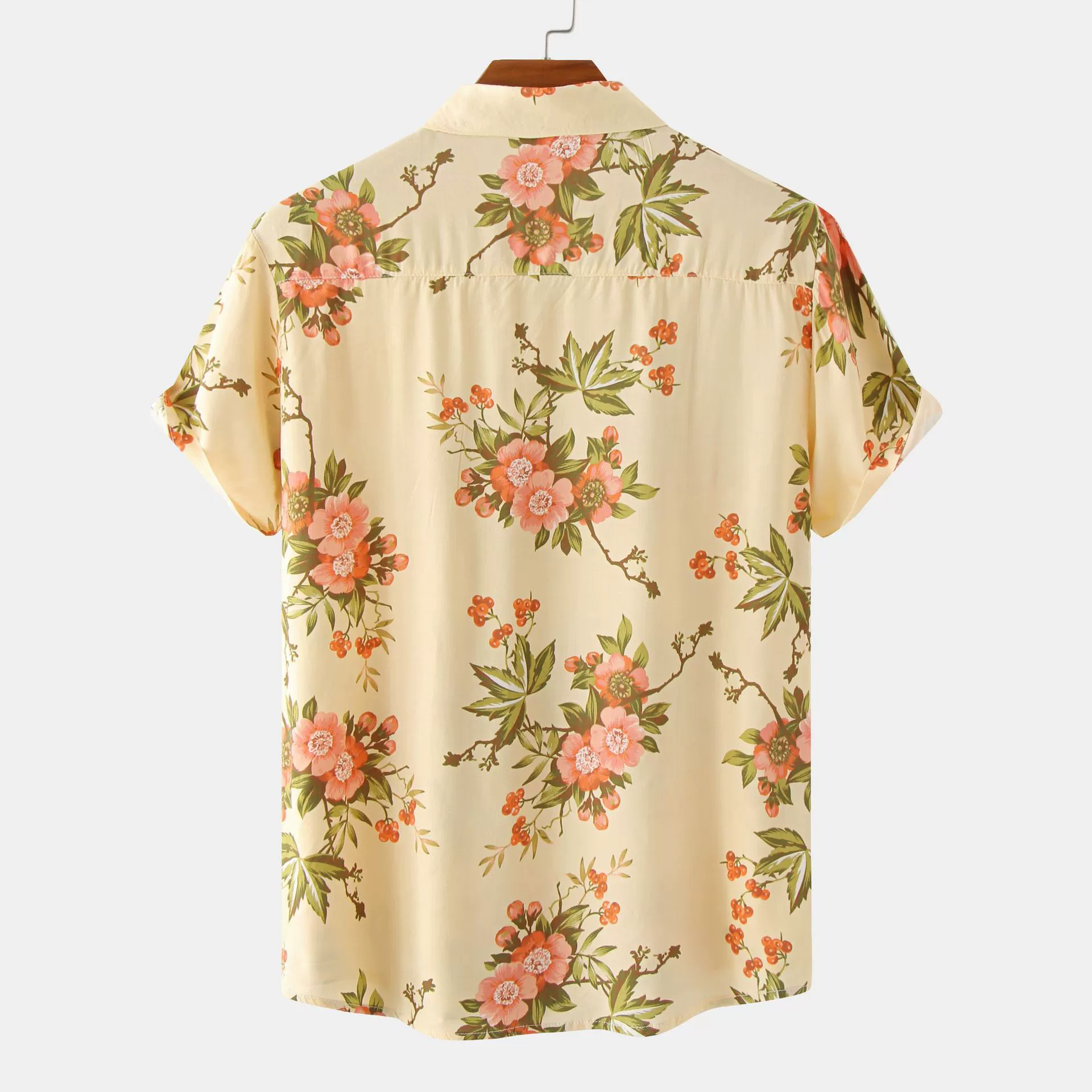 Мужская модная рубашка, европейский стиль, Aliexpress, ebay, городской стиль, с цветочным принтом, с коротким рукавом